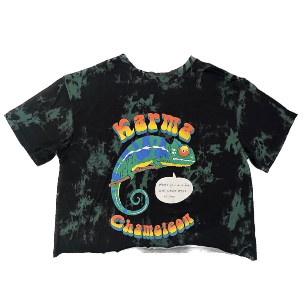 Romwe Vincenttrinidad art Karma Chameleon Tye Dyed  Cropped Top Sz S